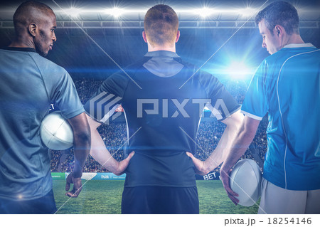 Composite image of tough rugby players 18254146