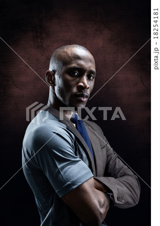 Composite image of portrait of confident athlete with arms cross 18254181