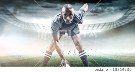 Composite image of portrait of sportsman playing rugby Composite image of portrait of sportsman playing rugby 18254230
