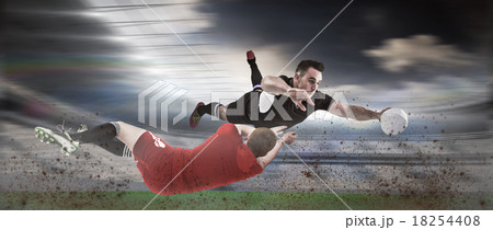 Composite image of a rugby player scoring a try Composite image of a rugby player scoring a try 18254408