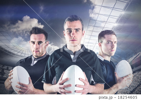 Composite image of tough rugby players 18254605