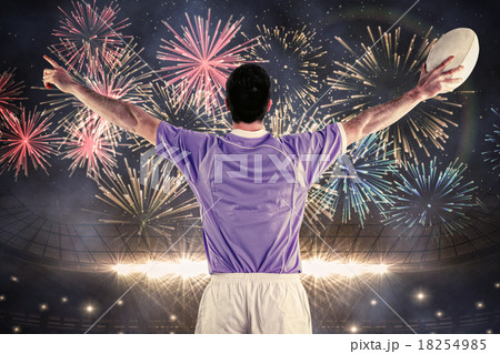 Composite image of rugby player gesturing with hands Composite image of rugby player gesturing with hands 18254985