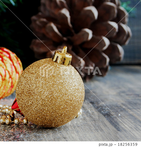 Christmas decorations on a background of trees and 18256359