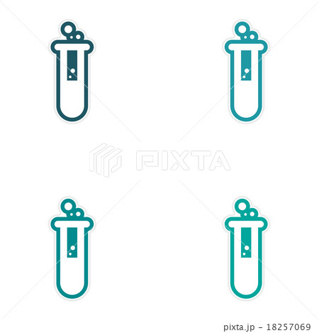 Sticker assembly flasks with liquid on a white 18257069