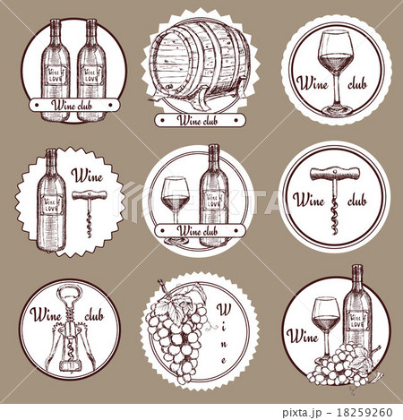 Sketch wine set of logos 18259260