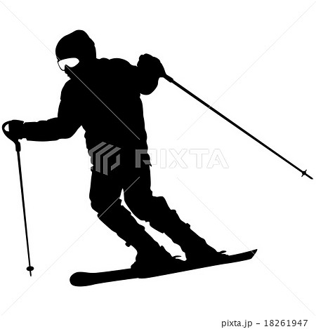 Mountain skier  speeding down slope. Vector sport 18261947