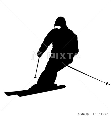Mountain skier  speeding down slope. Vector sport  18261952