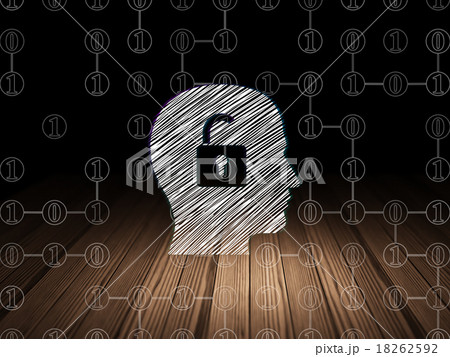 Finance concept: Head With Padlock in grunge dark 18262592