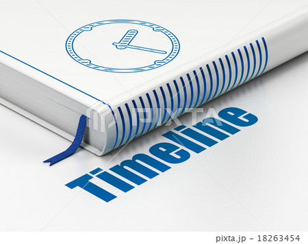 Time concept: book Clock, Timeline on white 18263454