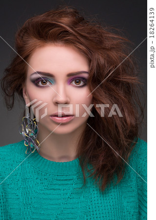 Beautiful young girl with brown hair with make-up Beautiful young girl with brown hair with make-up 18264139