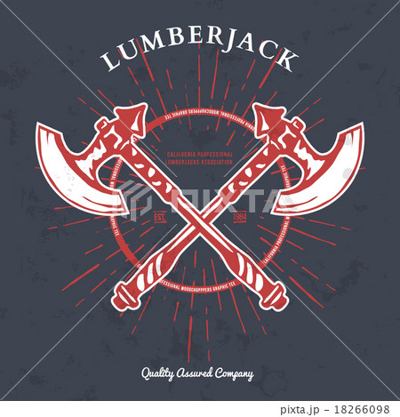 Crossed Axes Lumberjack Graphic Tee. Vector 18266098