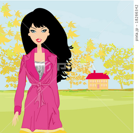 beautiful autumn girl - vector 18266342