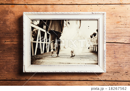 Wedding photos on a table Wedding photos on a table 18267562