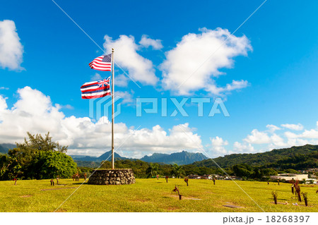 Hawaiian & USA Flag in Oahu Hawaiian & USA Flag in Oahu 18268397