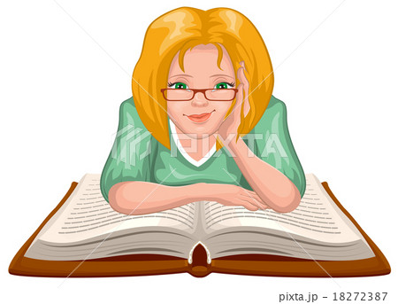 Woman reading book. Young woman in glasses placed 18272387