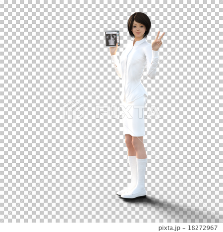 White table woman using tablet perming 3DCG illustration material 18272967