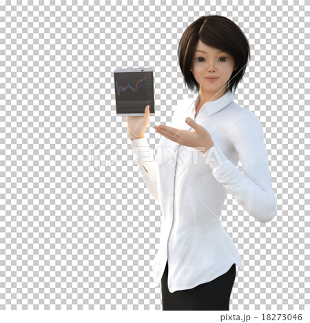 使用片劑的少婦形成3DCG例證材料 18273046