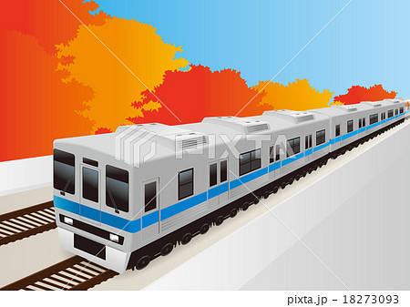 秋の電車イラスト 背景ありb のイラスト素材