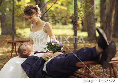 bride and groom in autumn park Love Life bride and groom in autumn park Love Life 18273372