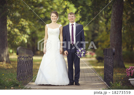 bride and groom in autumn park Love Life 18273559