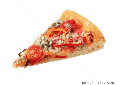 Blue cheese pizza with strips of pepper on top 18279226