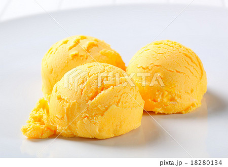 Scoops of mango sorbet 18280134
