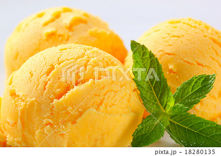 Scoops of mango sorbet 18280135