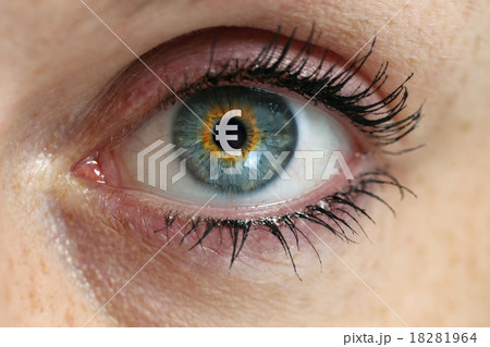 Eye with euro sign concept in the pupil Eye with euro sign concept in the pupil 18281964