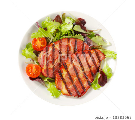 Grilled pork with salad greens Grilled pork with salad greens 18283665