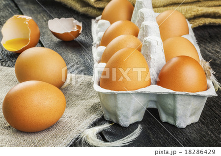 Fresh,brown chicken eggs on table Fresh,brown chicken eggs on table 18286429