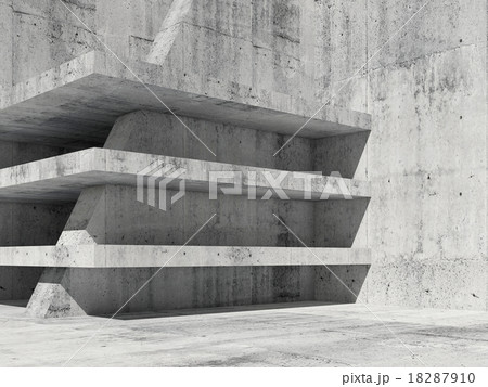 Abstract concrete room interior with empty floors 18287910