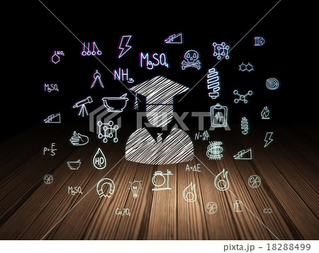 Science concept: Student in grunge dark room Science concept: Student in grunge dark room 18288499