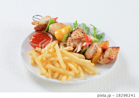 Chicken Shish kebab with French fries Chicken Shish kebab with French fries 18296241