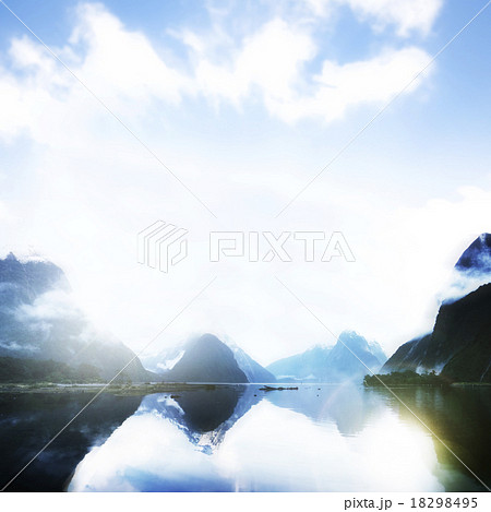 Blue Mountain Rural Tranquil Remote Lake Reflection Concept 18298495