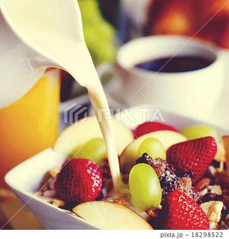 Breakfast Muesli, Black Coffee And Orange Juice Concept Breakfast Muesli, Black Coffee And Orange Juice Concept 18298522