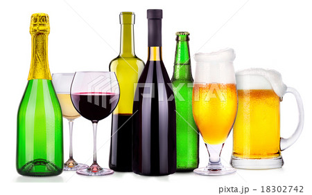 Set of different alcoholic drinks and cocktails 18302742