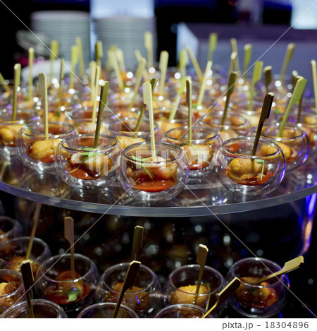 Finger Food in small glass with stick Finger Food in small glass with stick 18304896