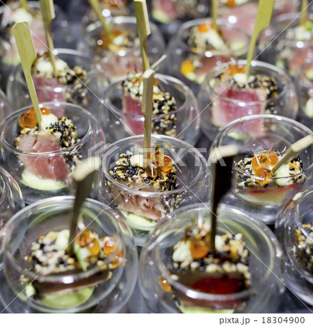 Finger Food in small glass with stick Finger Food in small glass with stick 18304900