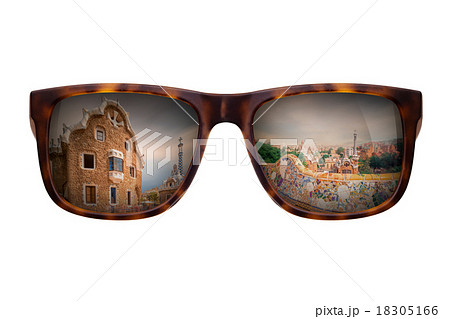 Sunglasses with beautiful view of Park Guell 18305166