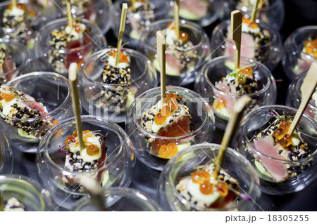 Finger Food in small glass with stick Finger Food in small glass with stick 18305255