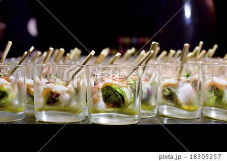 Finger Food in small glass with stick 18305257