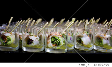 Finger Food in small glass with stick Finger Food in small glass with stick 18305259