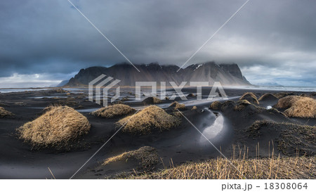 Vesturhorn Mountain and black sand dunes Vesturhorn Mountain and black sand dunes 18308064