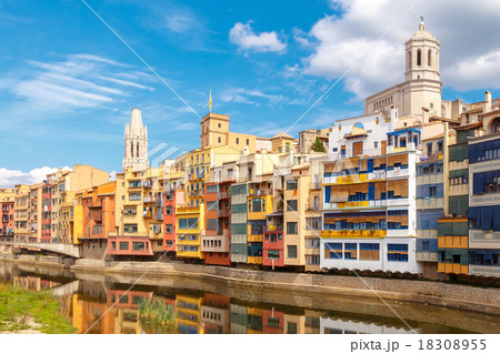 Girona. Multi-colored facades of houses on the Girona. Multi-colored facades of houses on the 18308955