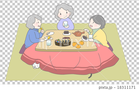 與被爐談話的奶奶 18311171