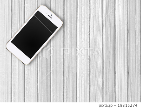 Modern mobile phone on white wooden background 18315274