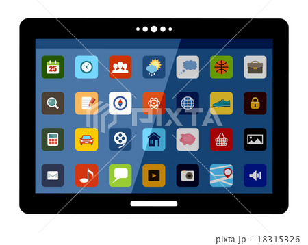 Tablet with colorful application icons 18315326