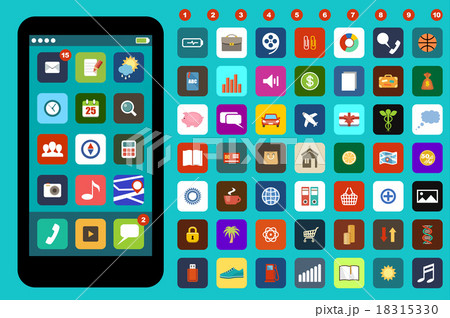 Smartphone with colorful application icons 18315330