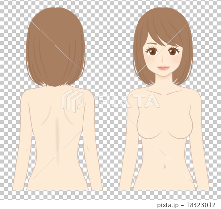 若い女性_ヌード_前後_笑顔 18323012