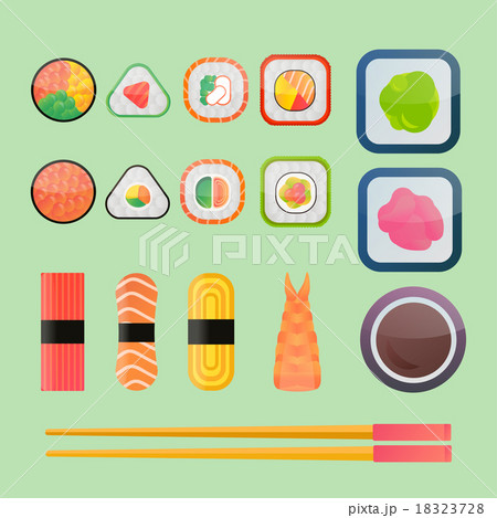 Sushi vector flat icons set 18323728